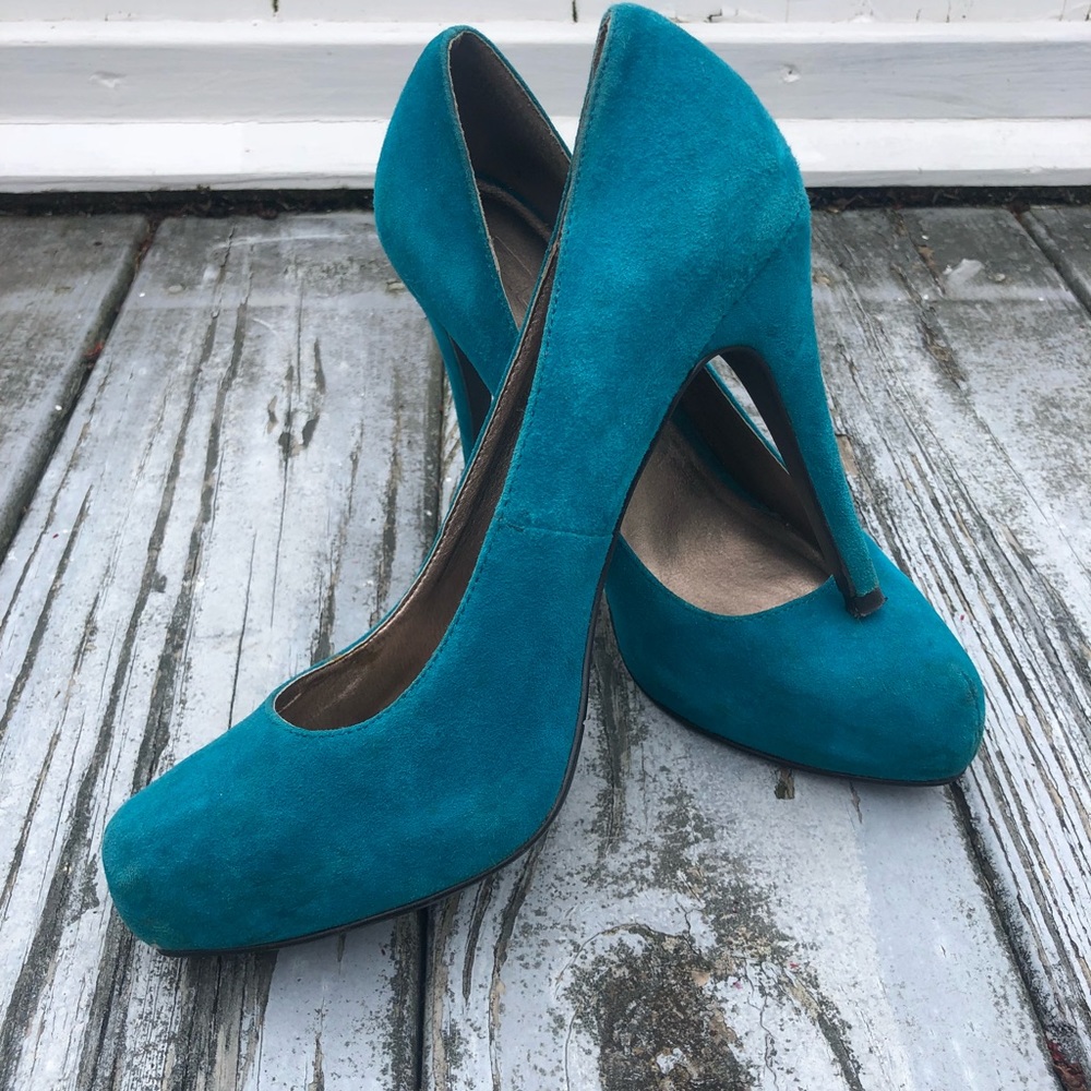 Turquoise Suede Heels